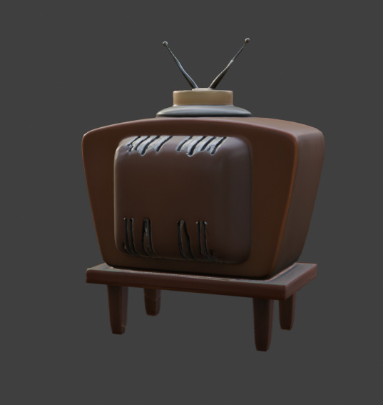 TV Game-Ready 3D Model with PBR Textures Low-poly 3D model_11