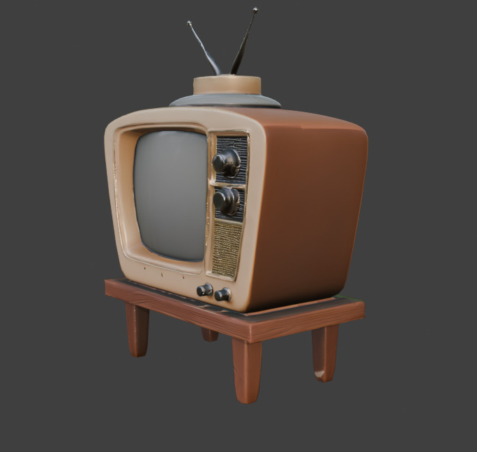 TV Game-Ready 3D Model with PBR Textures Low-poly 3D model_4