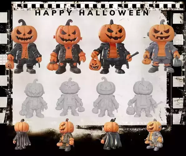 Halloween Pumpkin Hero  3D Printable Toy Figure