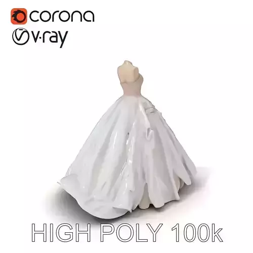 Elegant Wedding Dress Model Pack with Detailed Lace and Volume