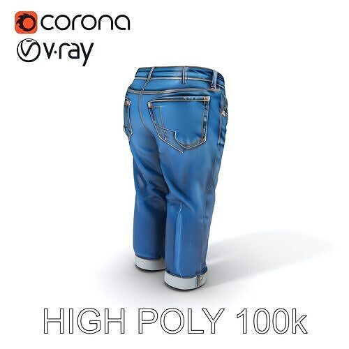 Stylized Denim Jeans D Model Pack Low-poly 3D model