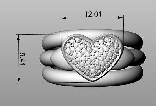 Ring HEART 3D print model_9