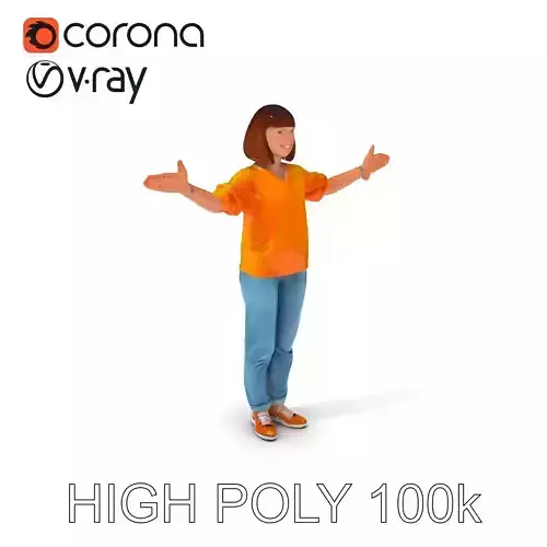 Energetic Teen Explorer LowPoly PBR D Character Model