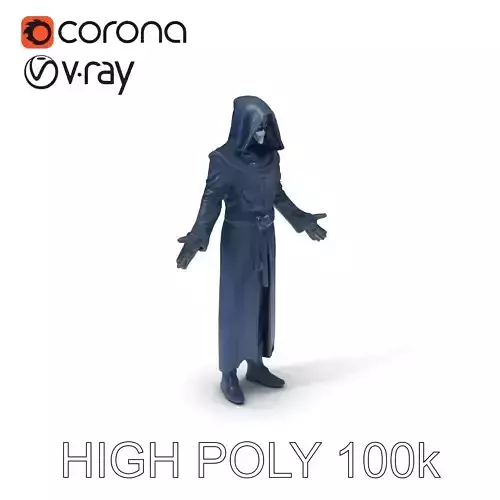 Dark Hooded Phantom D Character Model with PBR Textures Low-poly 3D model