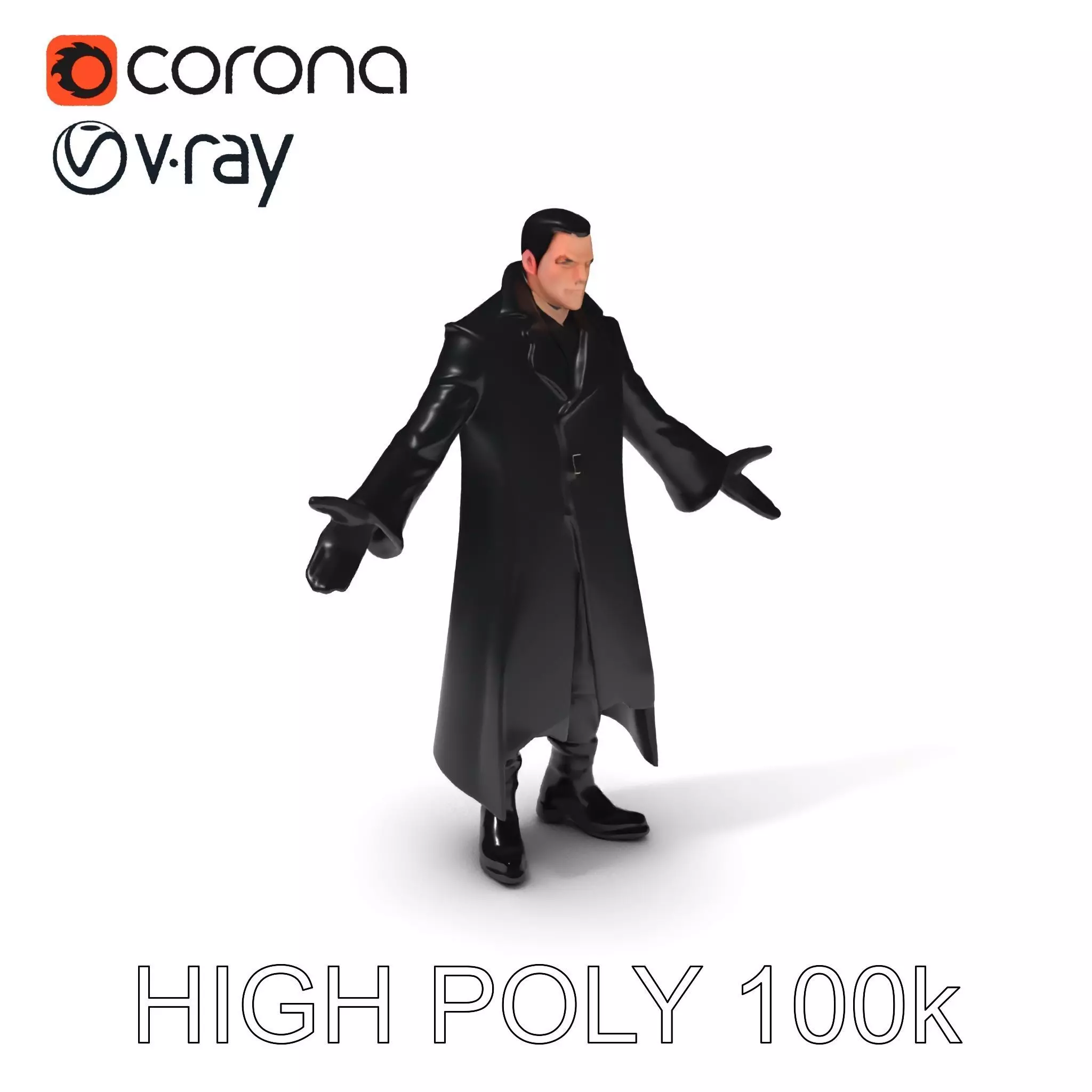 Dark Enforcer D Character Model Rigged and Ready for Animation Low-poly 3D model