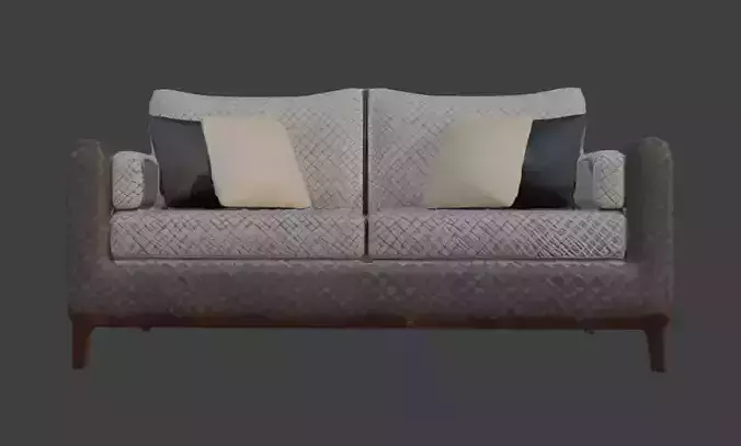 Patterned Sofa Game-Ready 3D Model with PBR Textures