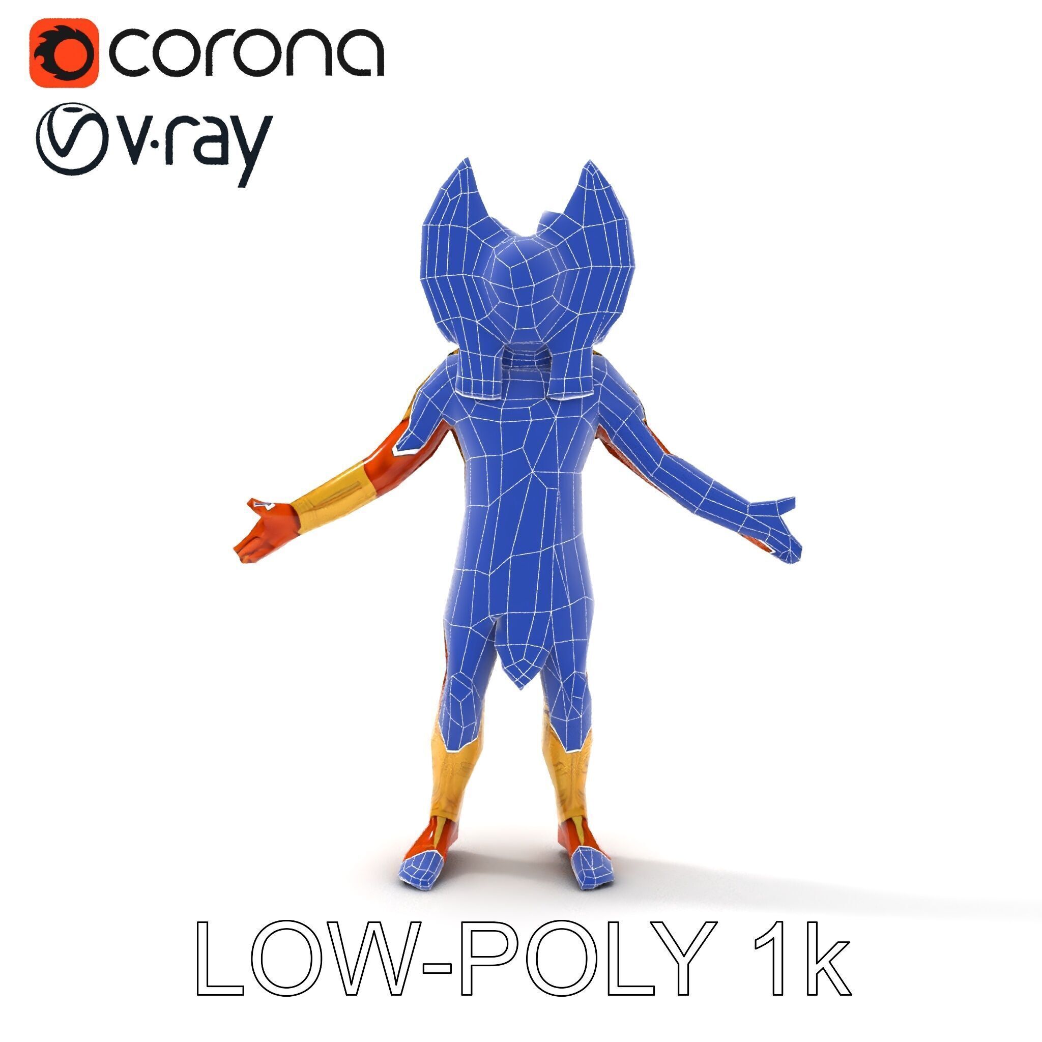 Ancient Egyptian Warrior D Model with Golden Armor Low-poly 3D model_10