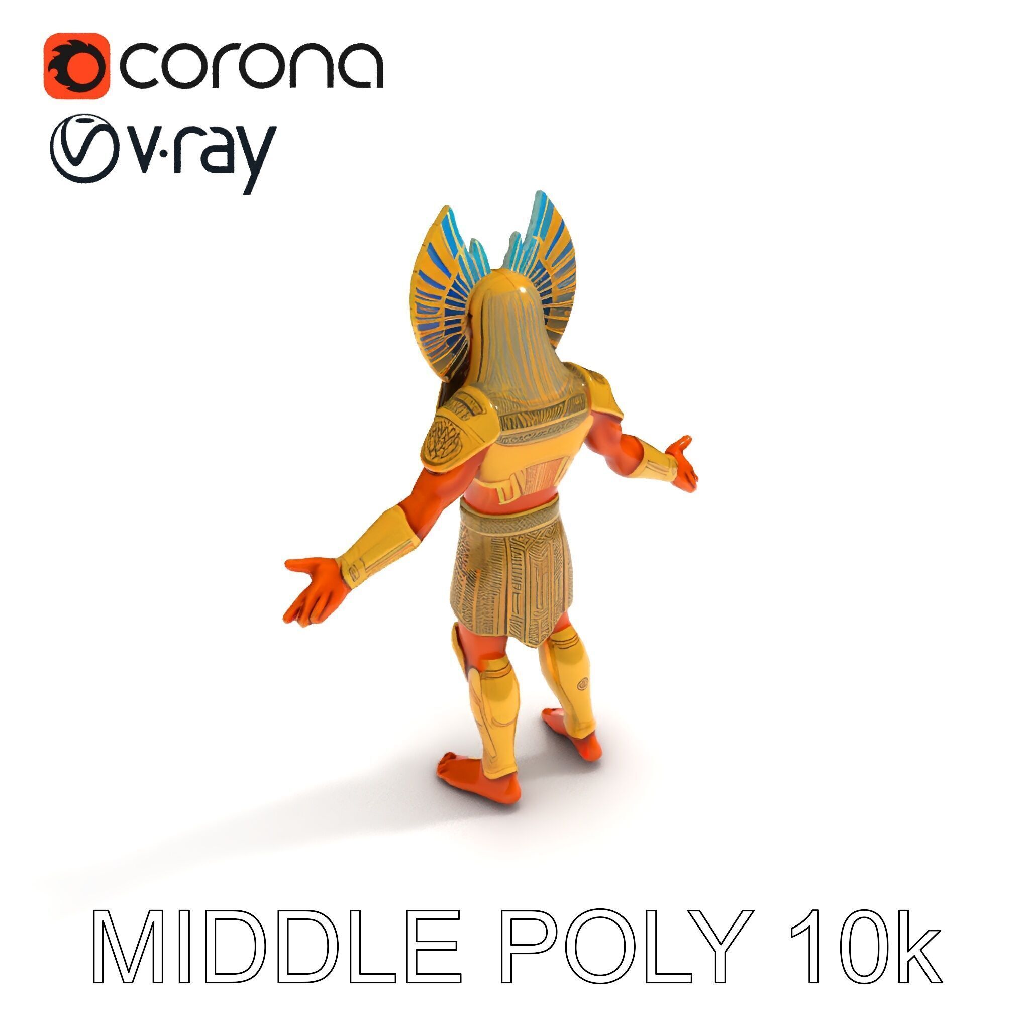 Ancient Egyptian Warrior D Model with Golden Armor Low-poly 3D model_33