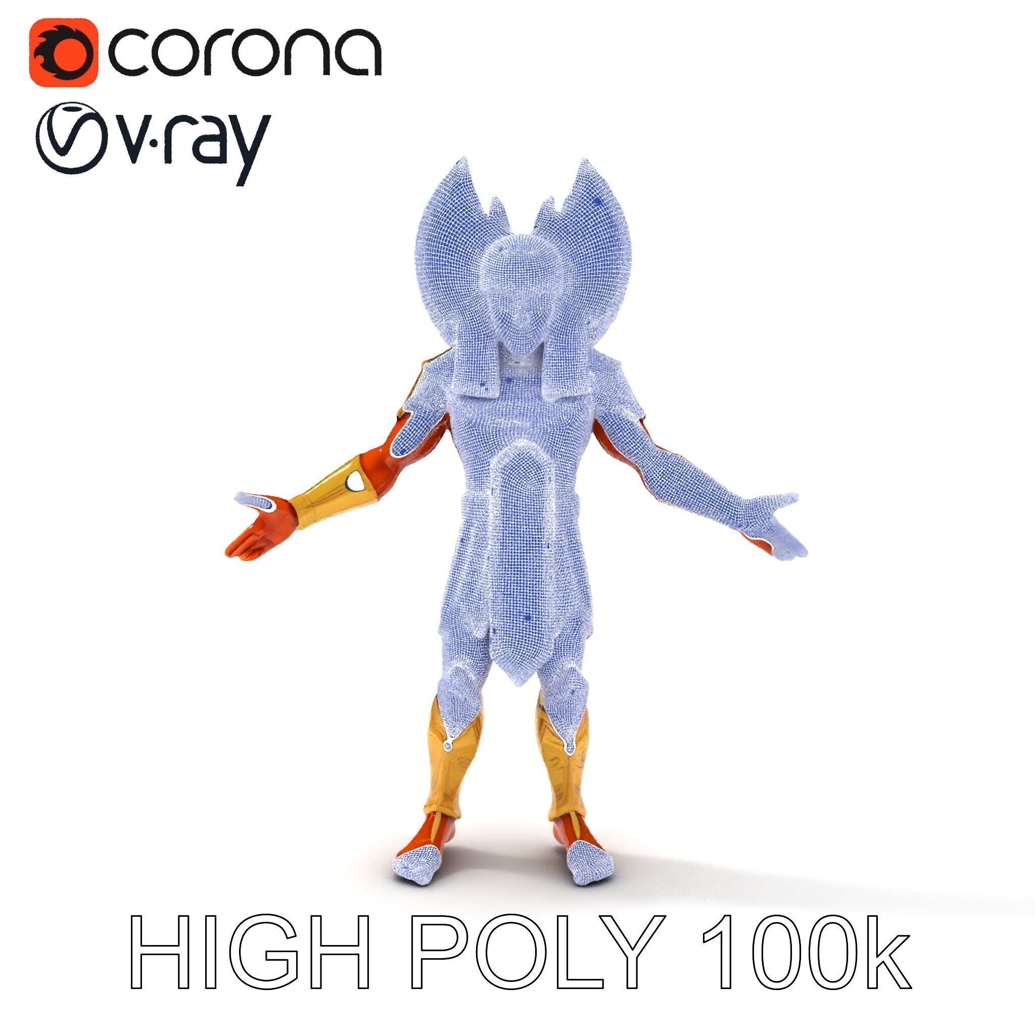 Ancient Egyptian Warrior D Model with Golden Armor Low-poly 3D model_13