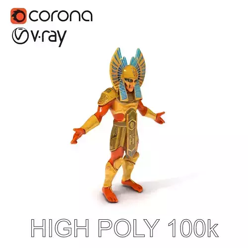 Ancient Egyptian Warrior D Model with Golden Armor