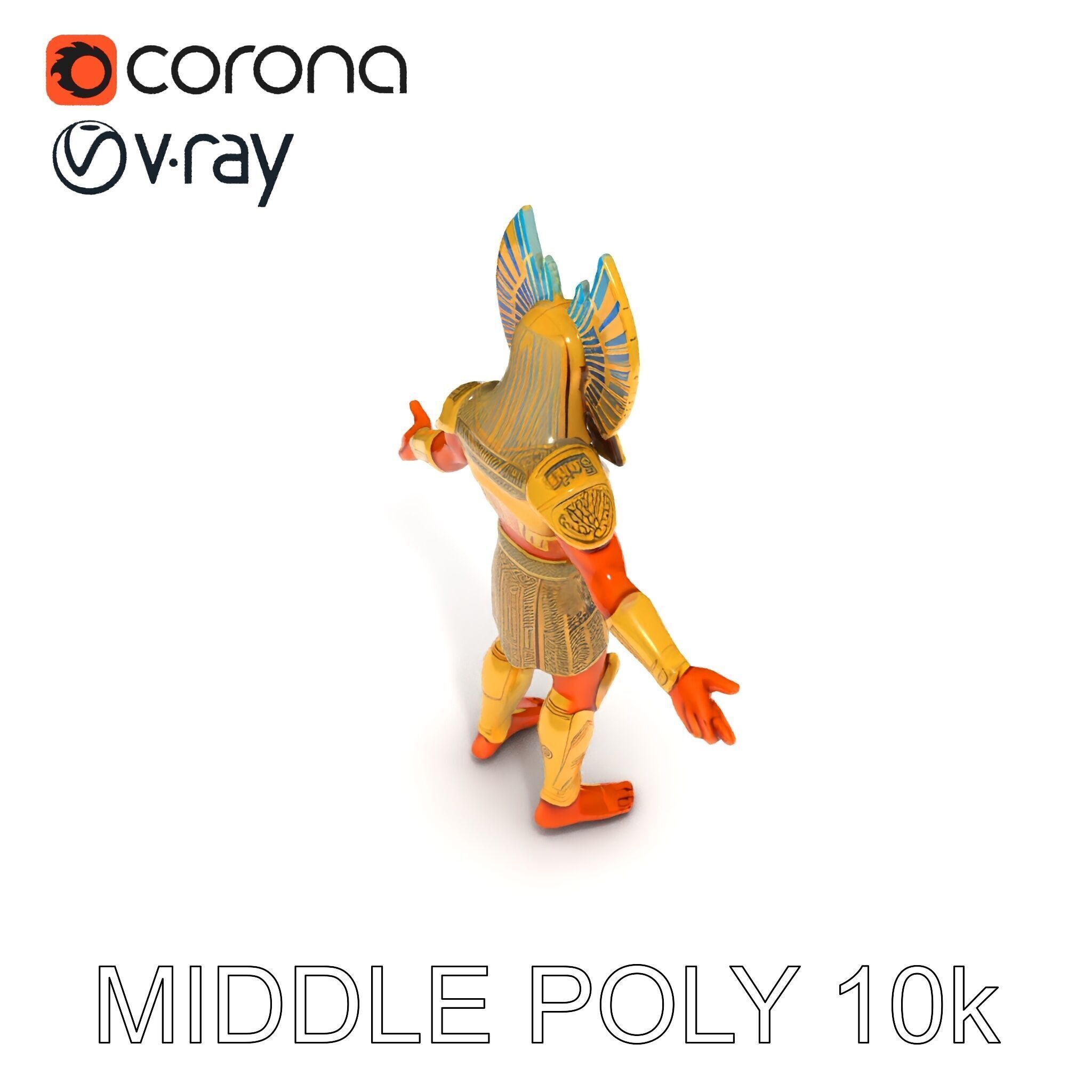Ancient Egyptian Warrior D Model with Golden Armor Low-poly 3D model_22