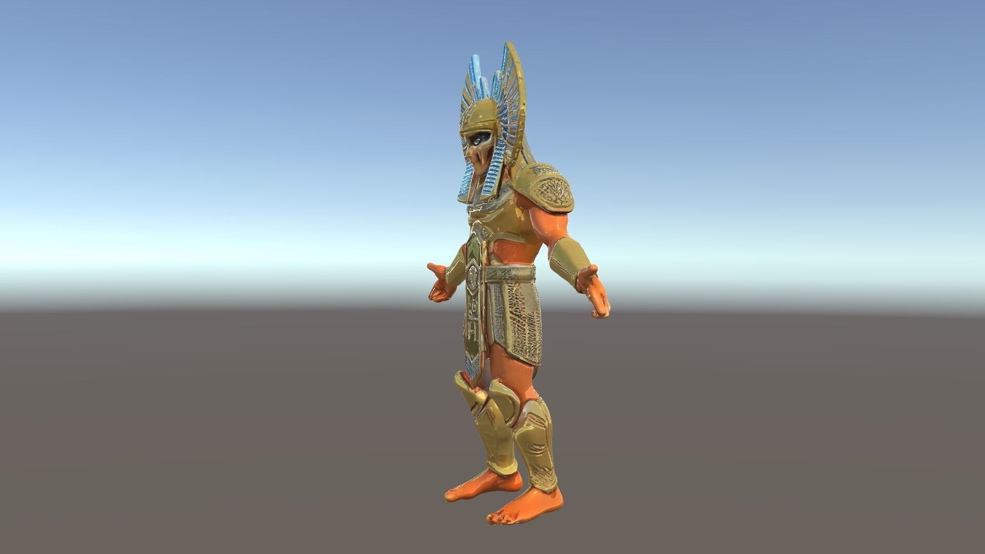 Ancient Egyptian Warrior D Model with Golden Armor Low-poly 3D model_5