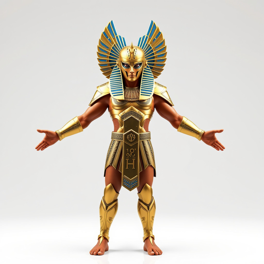 Ancient Egyptian Warrior D Model with Golden Armor Low-poly 3D model_4