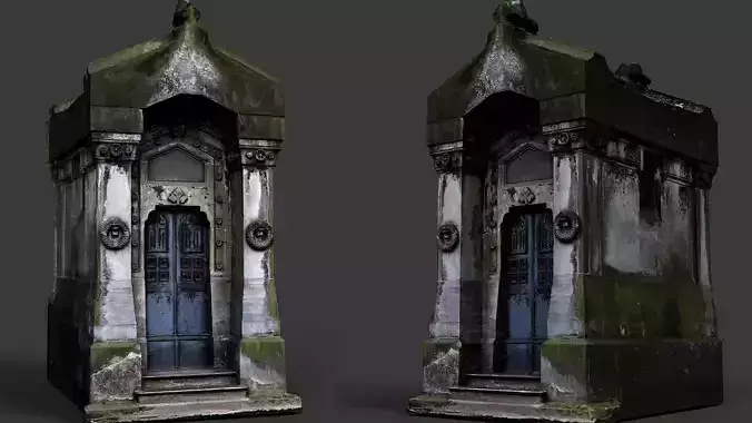 graveyard tomb abandoned mossy ruins PBR photogrammetry