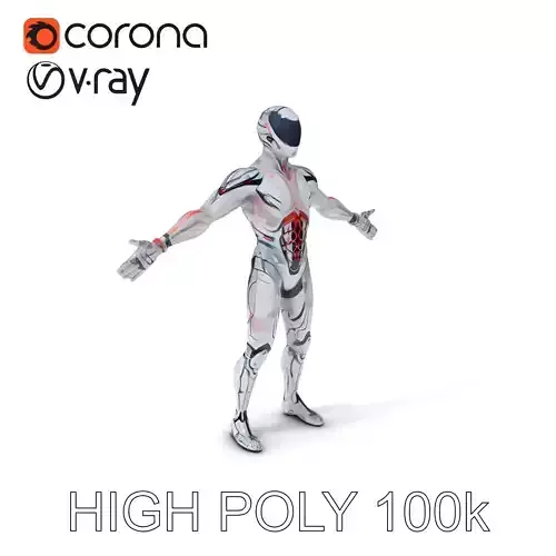 Cybernetic Warrior with Luminous Armor