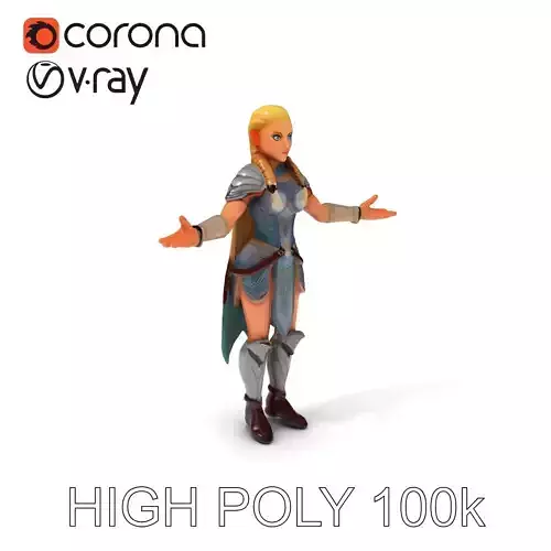 Elven Warrior Princess with Braided Hair in Armor