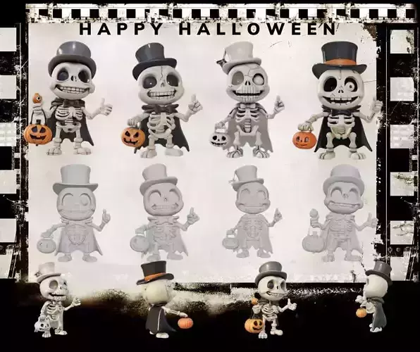 3D Printable Halloween Skeleton Toy Character 3D print model