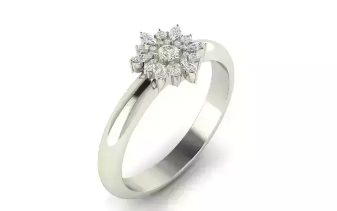 Floral Diamond Ring Size 60 EU