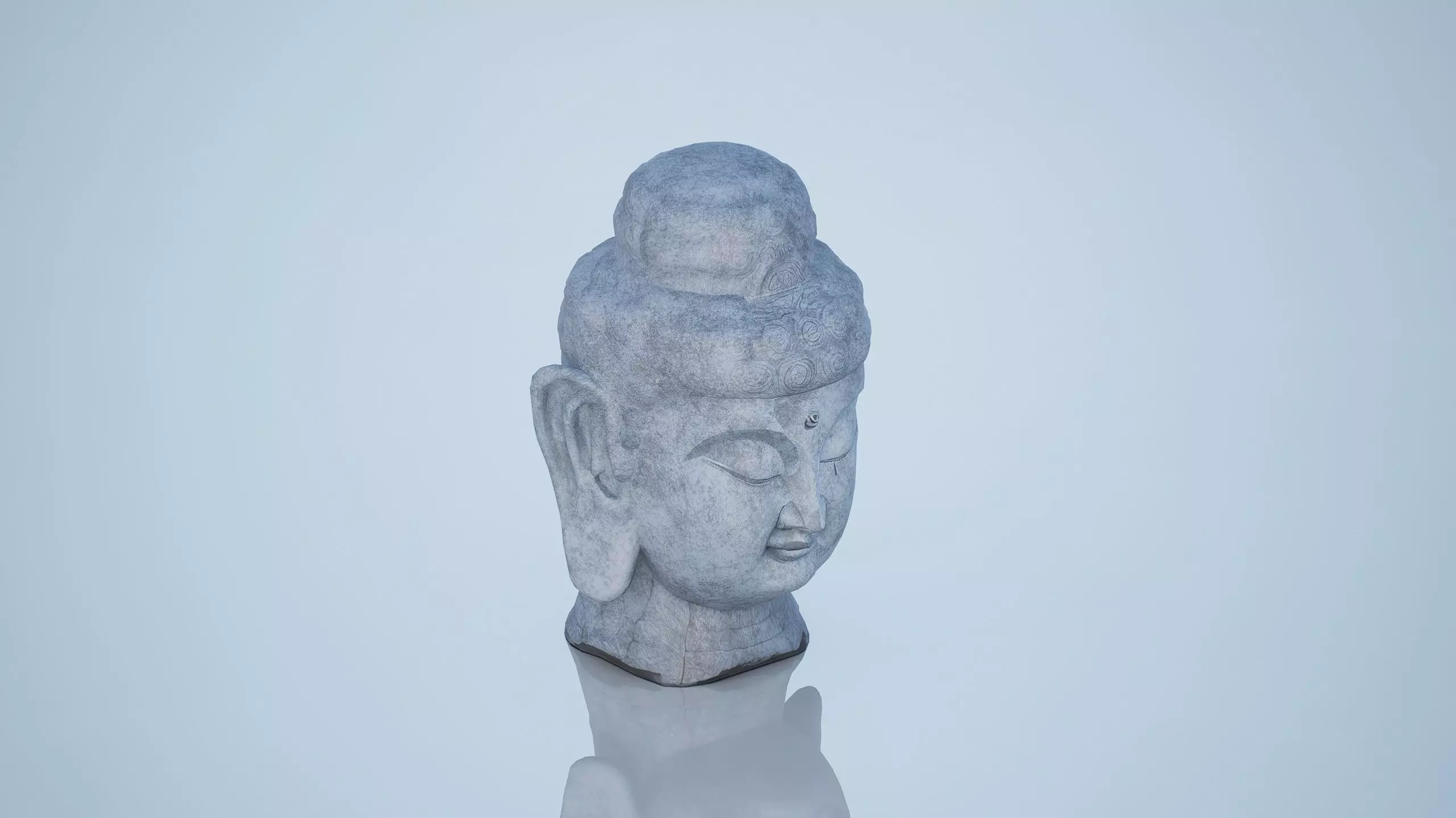 Stone Buddha head Low-poly 3D model
