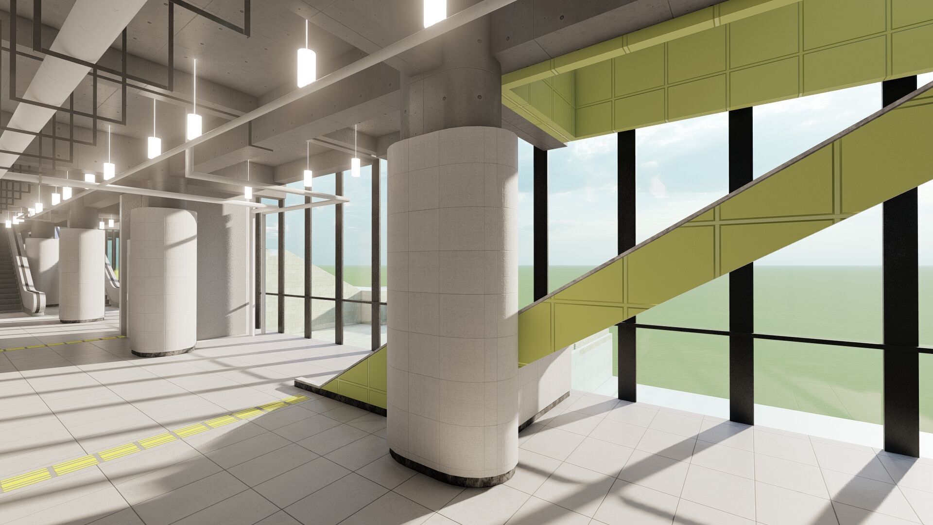 MODERN FICTIONAL METRO STATION 3D model_12