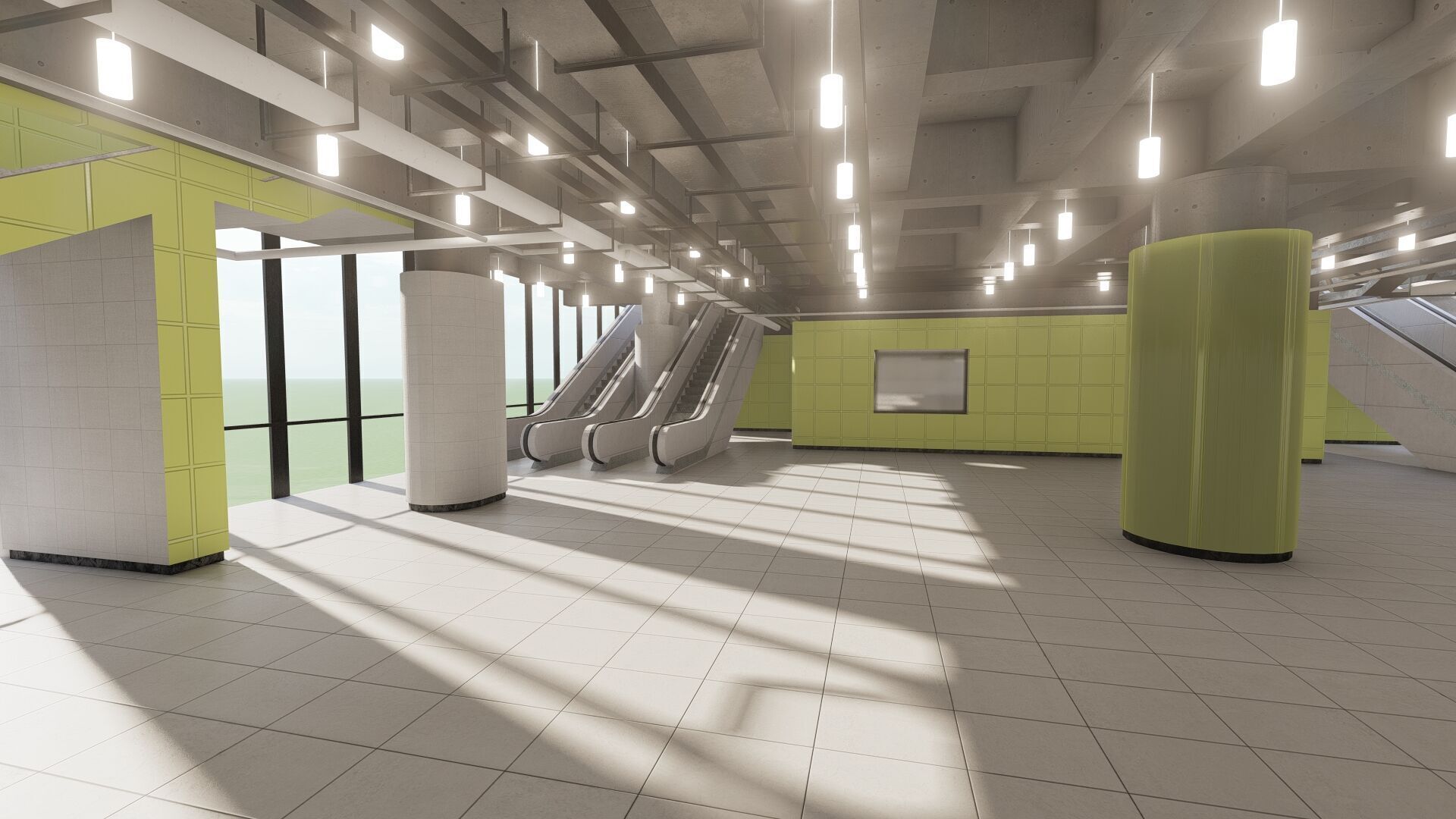 MODERN FICTIONAL METRO STATION 3D model_10