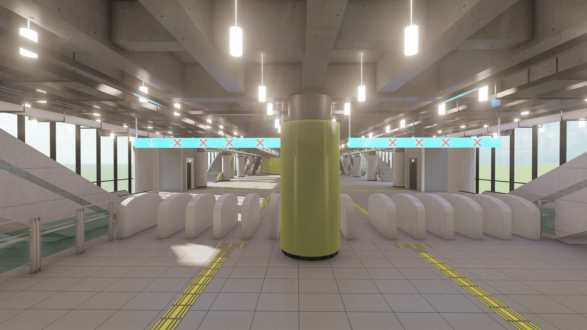 MODERN FICTIONAL METRO STATION 3D model_8