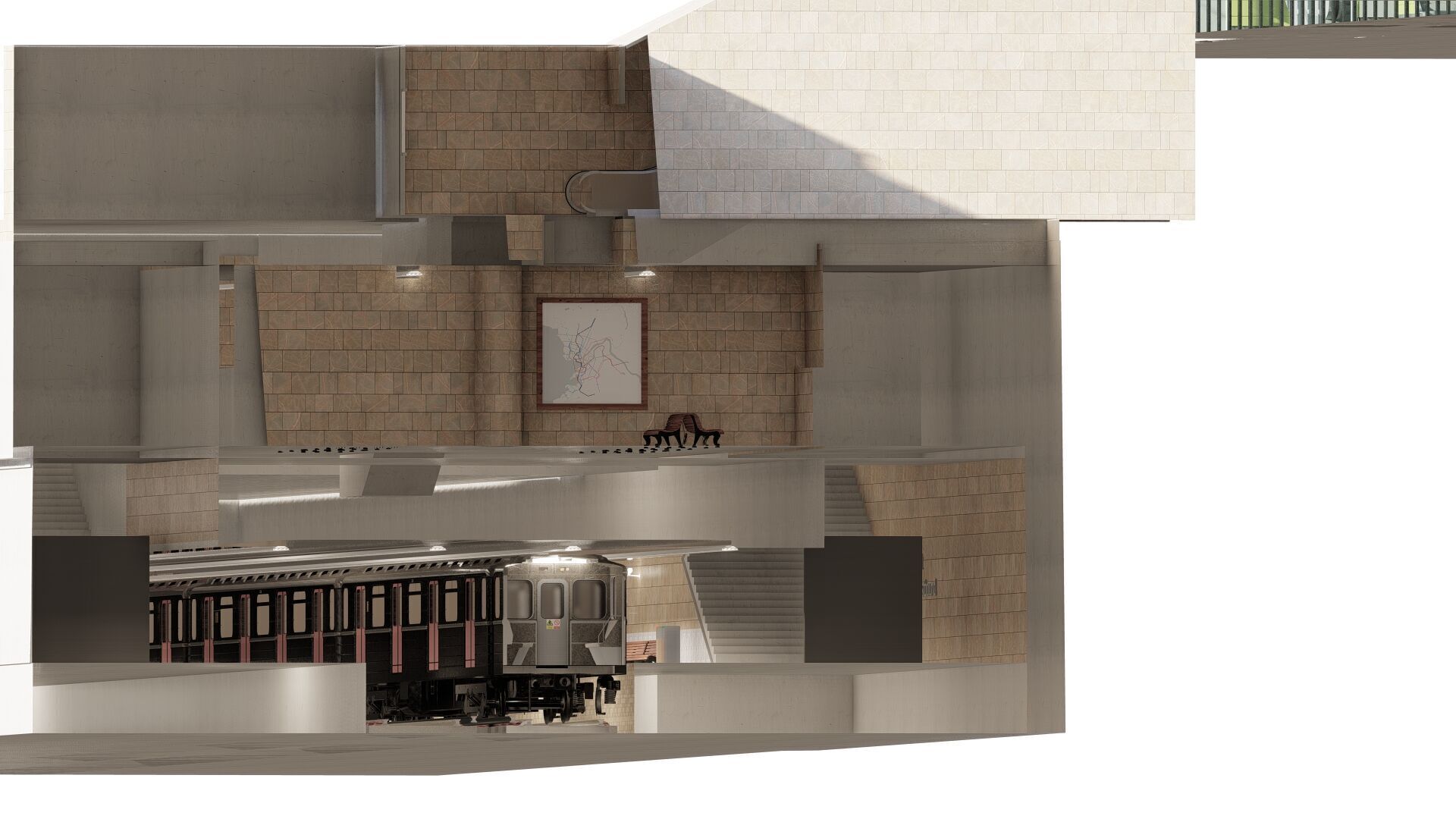 MODERN FICTIONAL METRO STATION 3D model_5