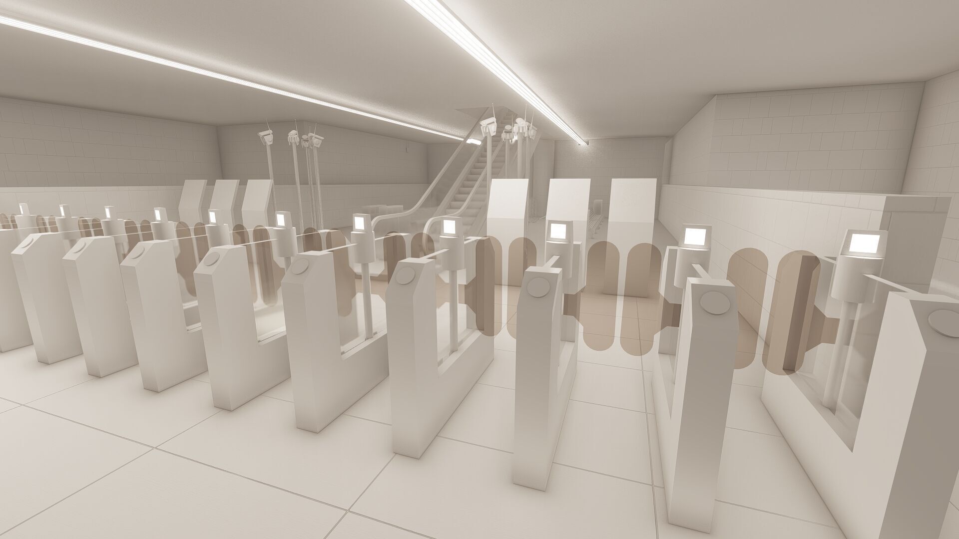 MODERN FICTIONAL METRO STATION 3D model_35