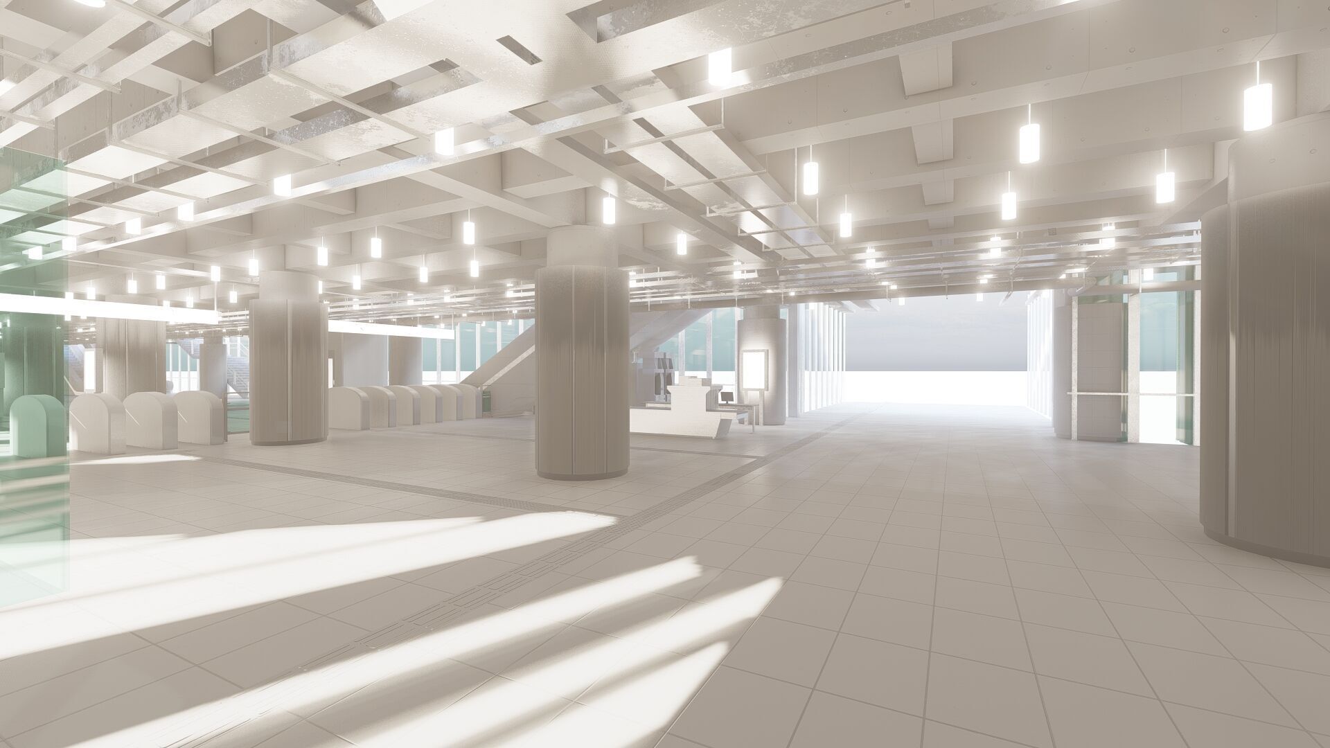 MODERN FICTIONAL METRO STATION 3D model_37