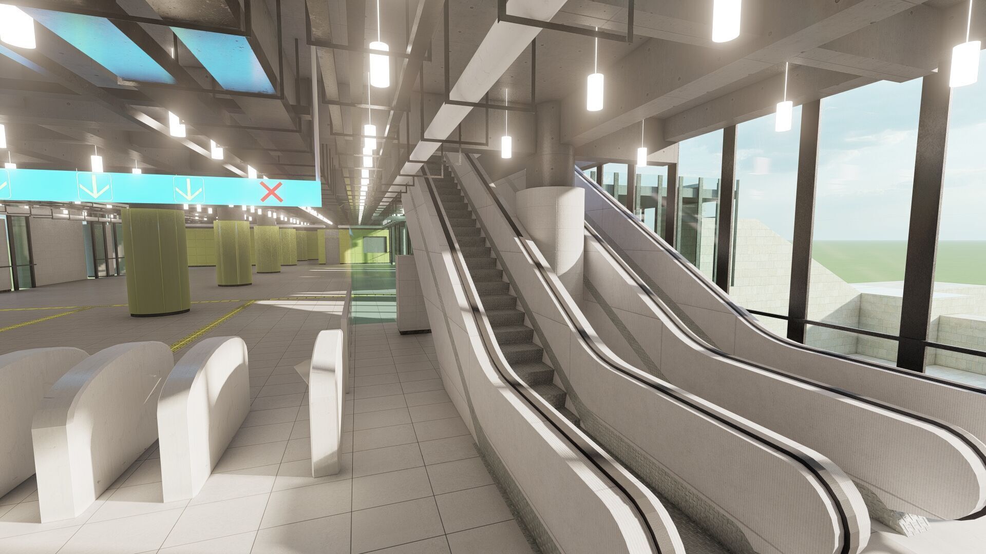 MODERN FICTIONAL METRO STATION 3D model_13