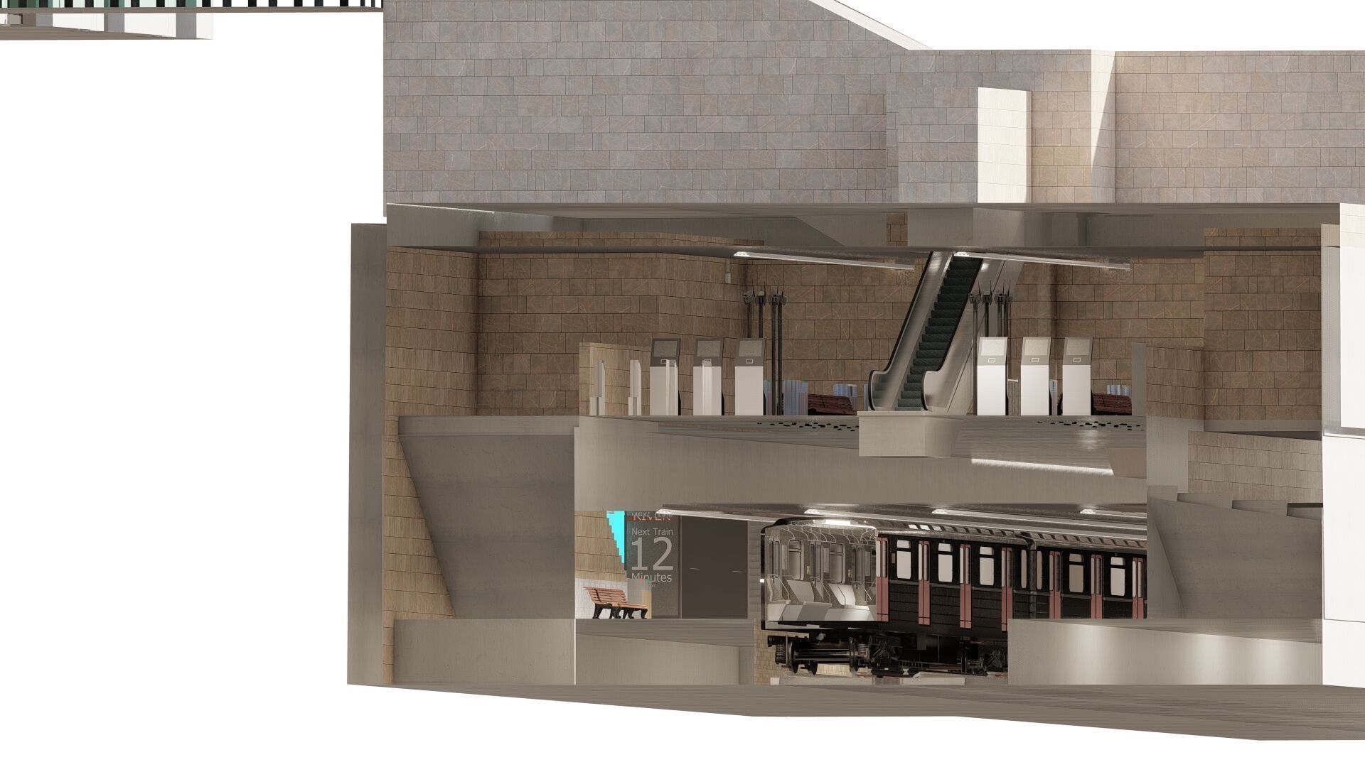 MODERN FICTIONAL METRO STATION 3D model_4