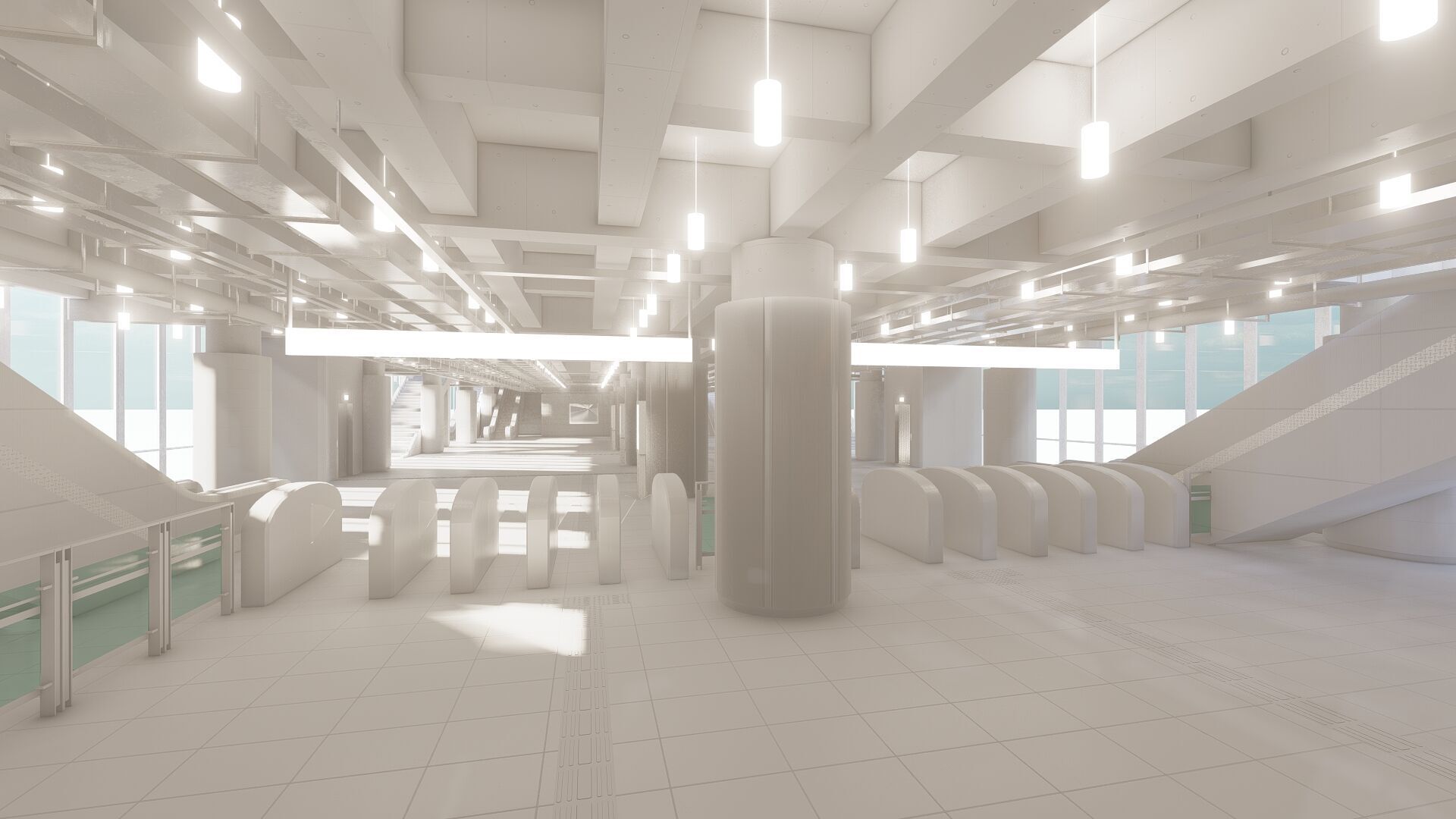 MODERN FICTIONAL METRO STATION 3D model_39