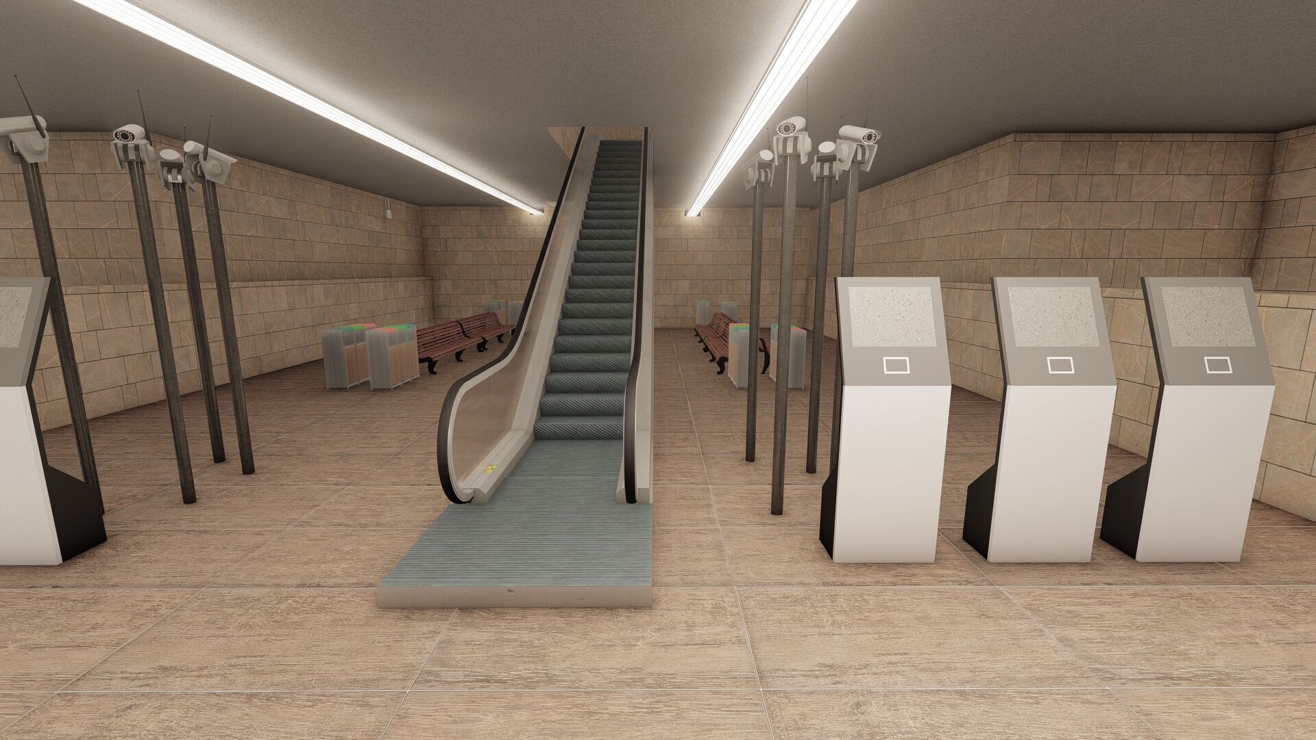 MODERN FICTIONAL METRO STATION 3D model_16