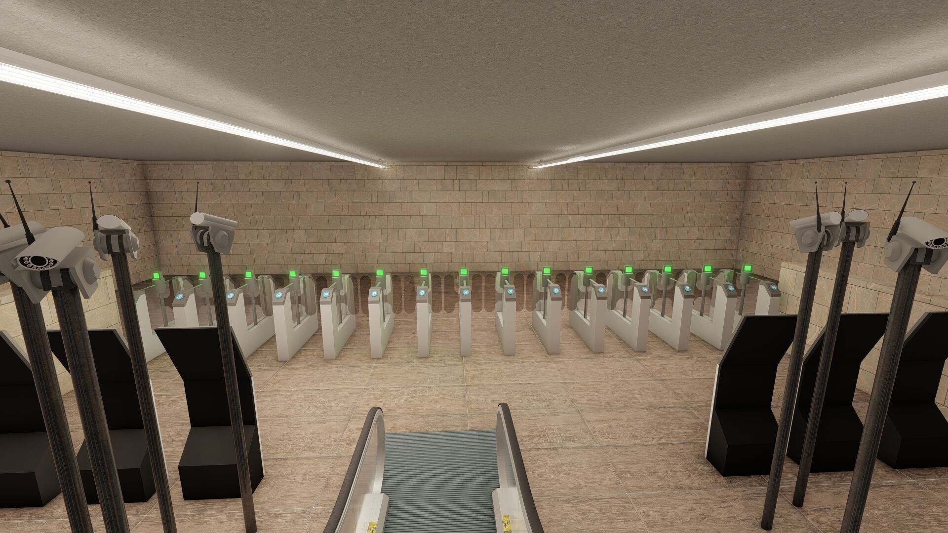 MODERN FICTIONAL METRO STATION 3D model_15