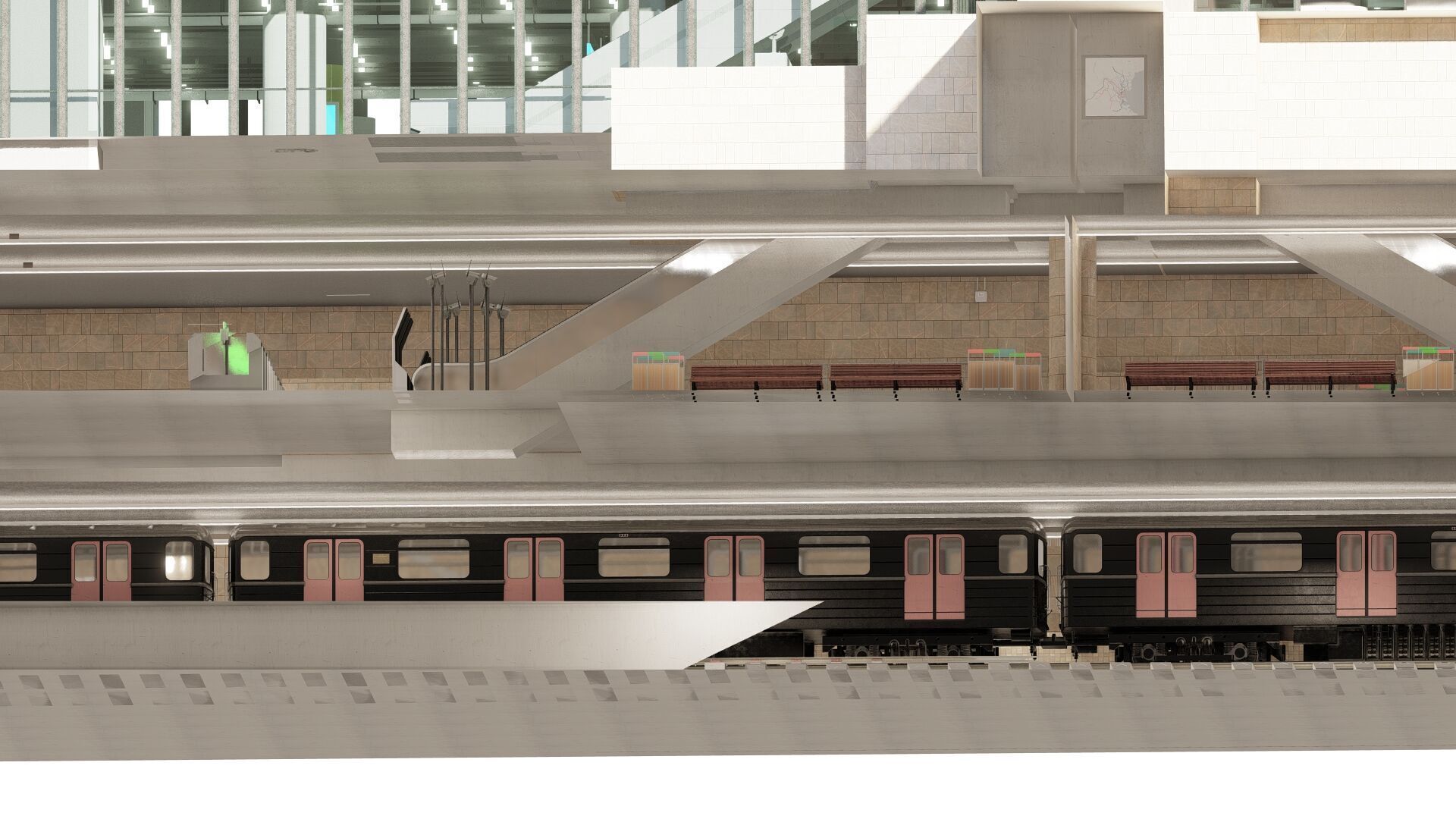 MODERN FICTIONAL METRO STATION 3D model_3