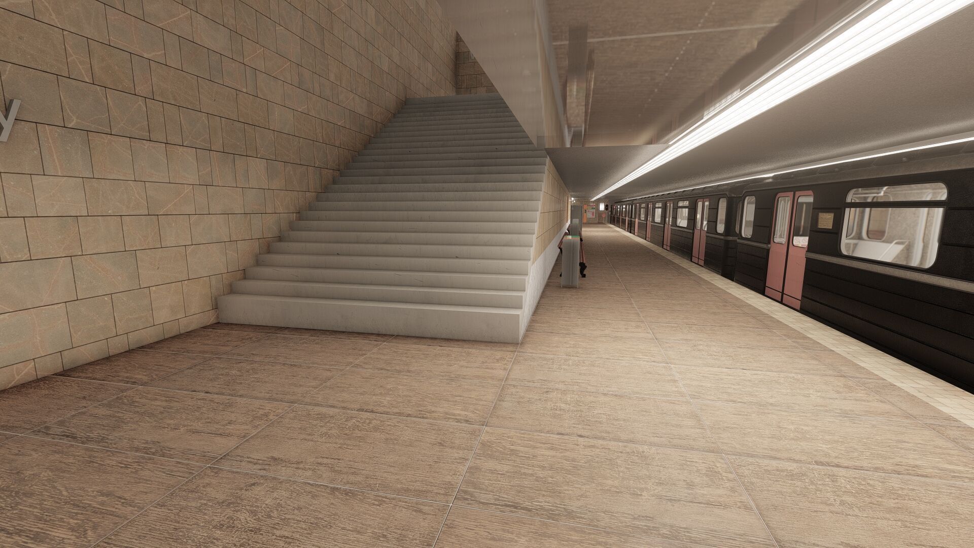 MODERN FICTIONAL METRO STATION 3D model_18