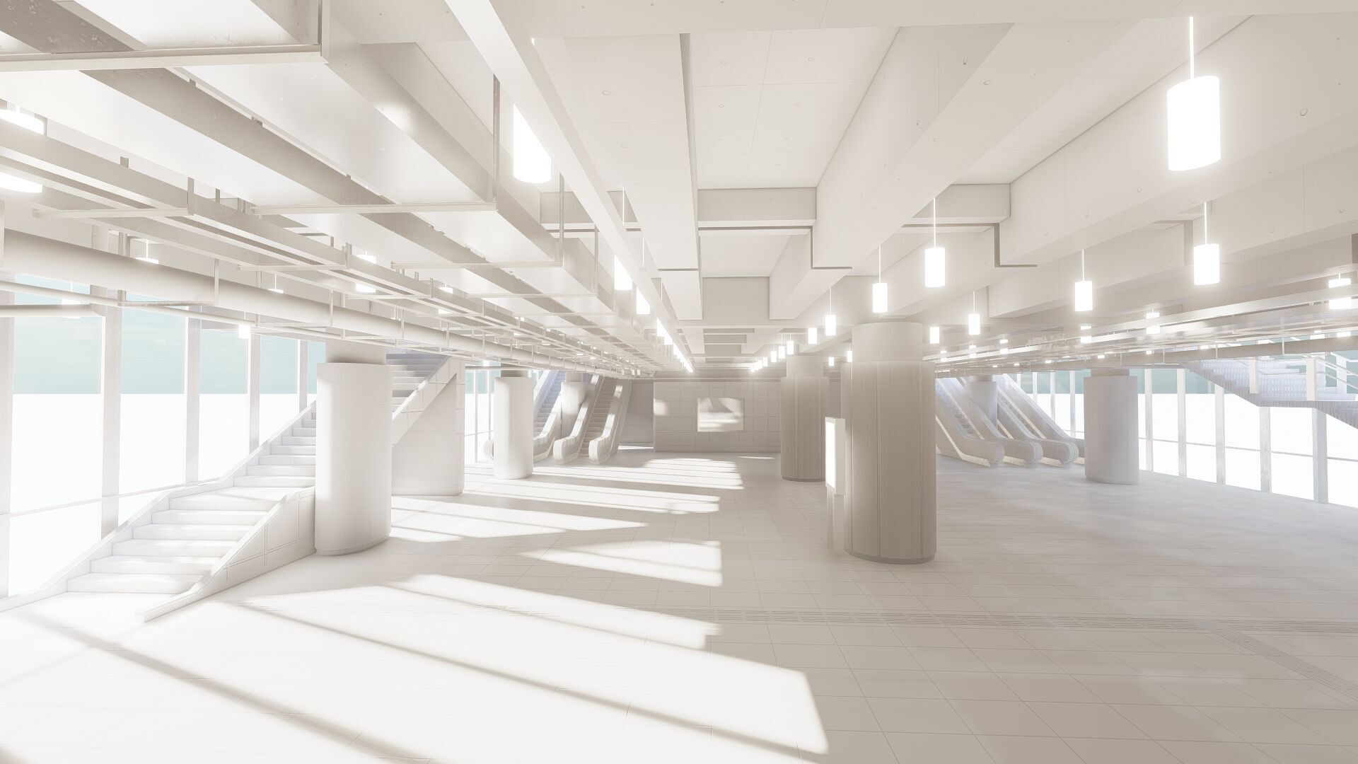 MODERN FICTIONAL METRO STATION 3D model_40