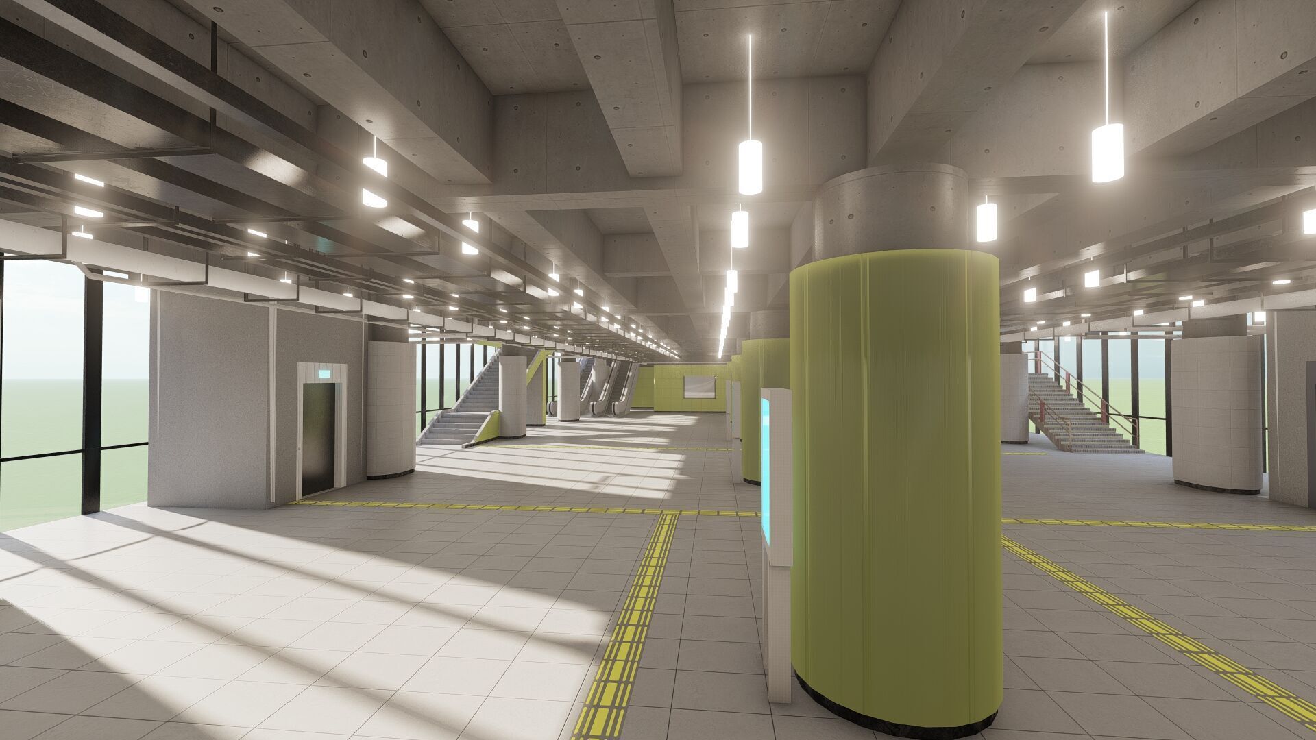 MODERN FICTIONAL METRO STATION 3D model_9
