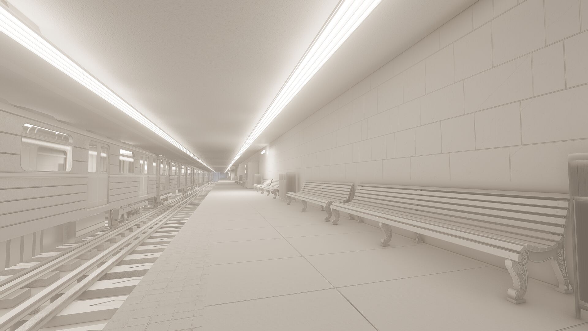 MODERN FICTIONAL METRO STATION 3D model_32