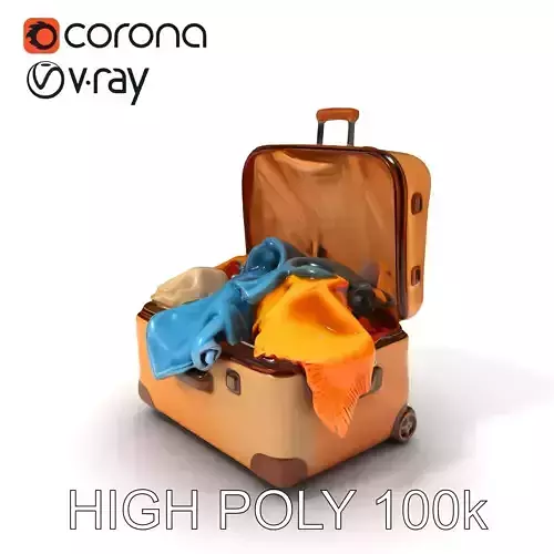 Travel Suitcase with Clothes Model Pack