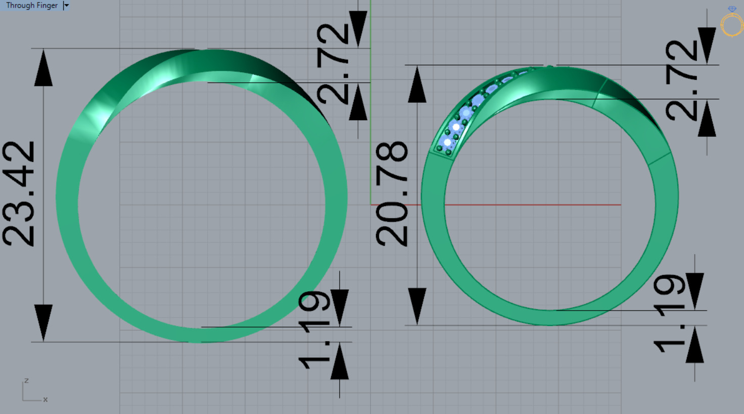 wedding couple ring cr0044 3D print model_11