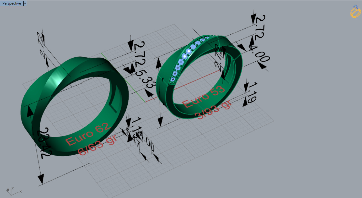 wedding couple ring cr0044 3D print model_9