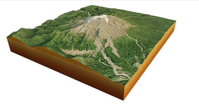 Calbuco volcano 3d model terrain Low-poly 3D model