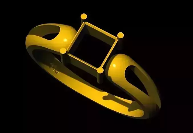 square cut stone ring 3dm file