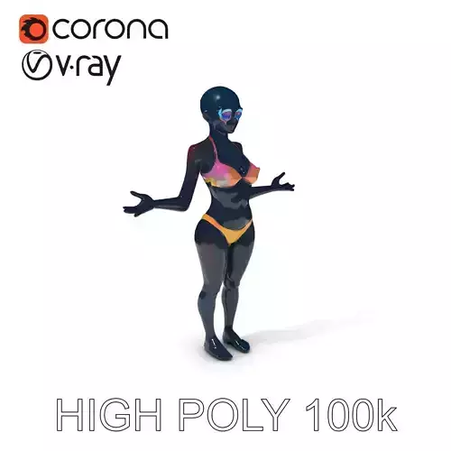 Mystic Neon Bikini D Character Model with PBR Textures Low-poly 3D model