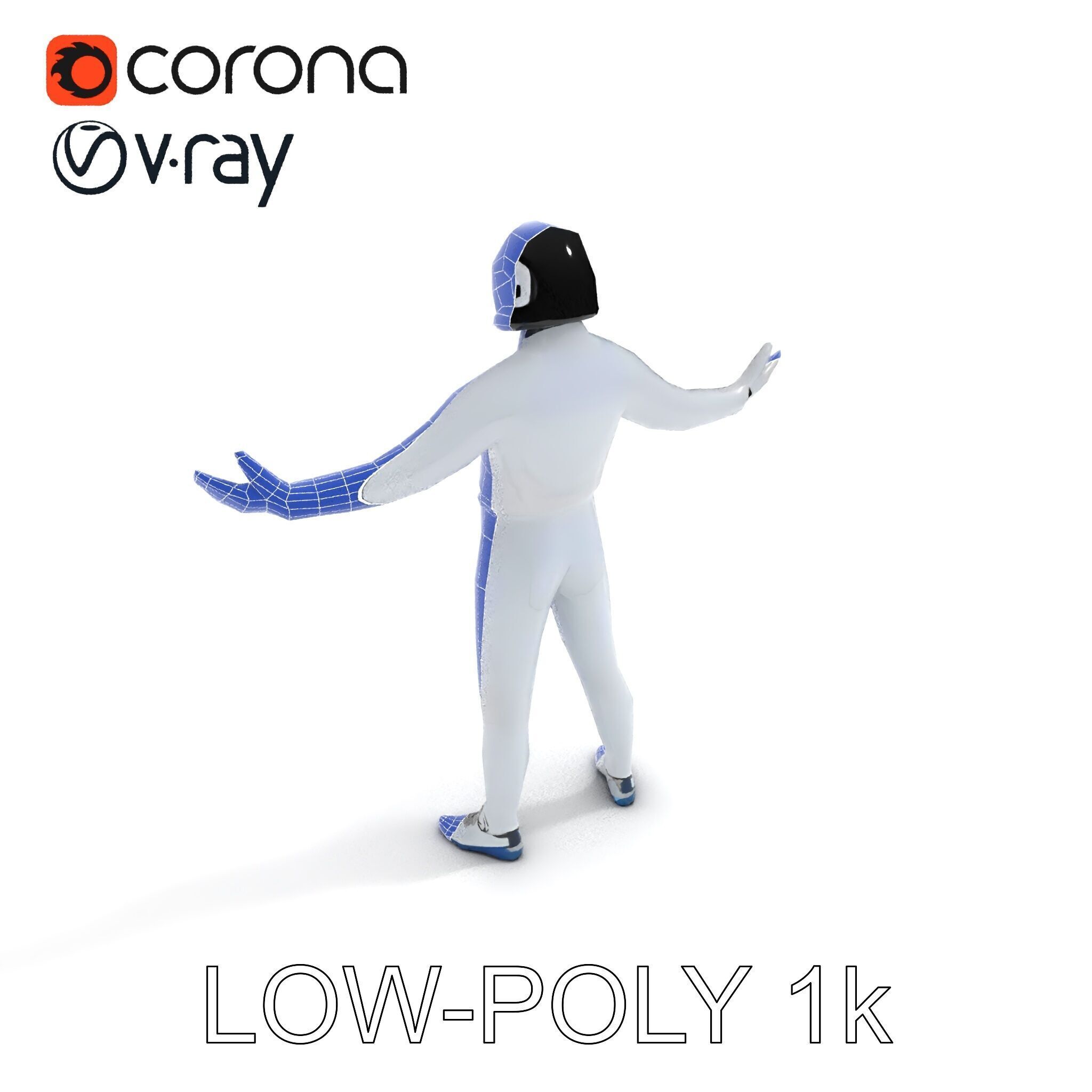 Futuristic Fencer  Detailed D Character Model with PBR Textures Low-poly 3D model_29