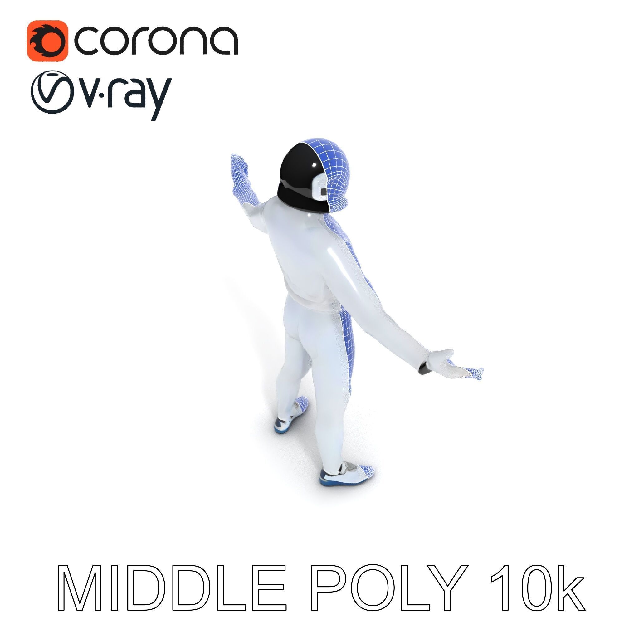 Futuristic Fencer  Detailed D Character Model with PBR Textures Low-poly 3D model_6