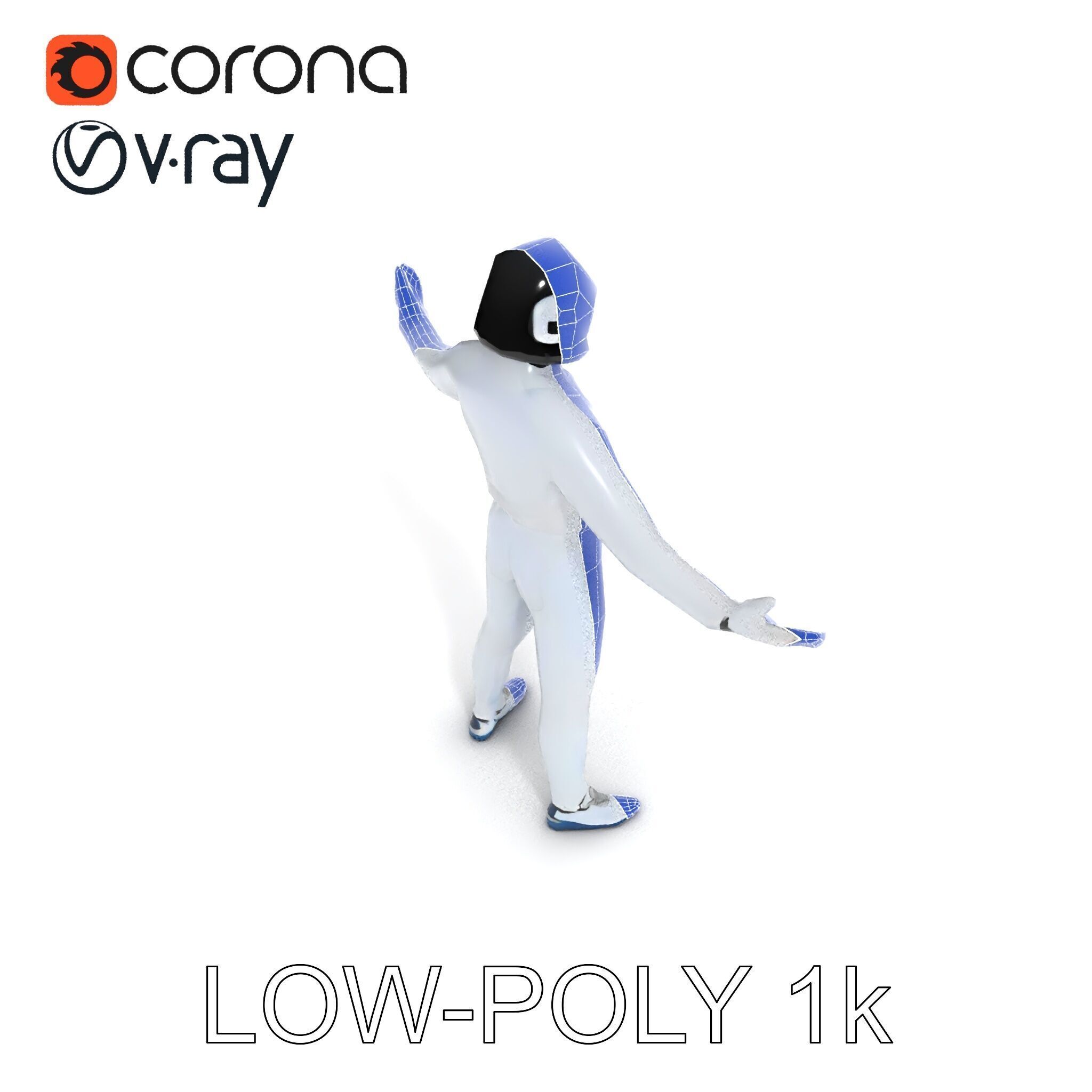 Futuristic Fencer  Detailed D Character Model with PBR Textures Low-poly 3D model_24