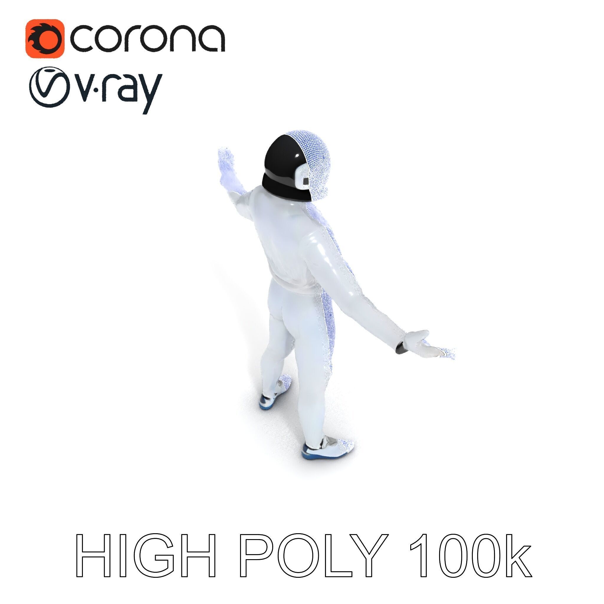 Futuristic Fencer  Detailed D Character Model with PBR Textures Low-poly 3D model_14