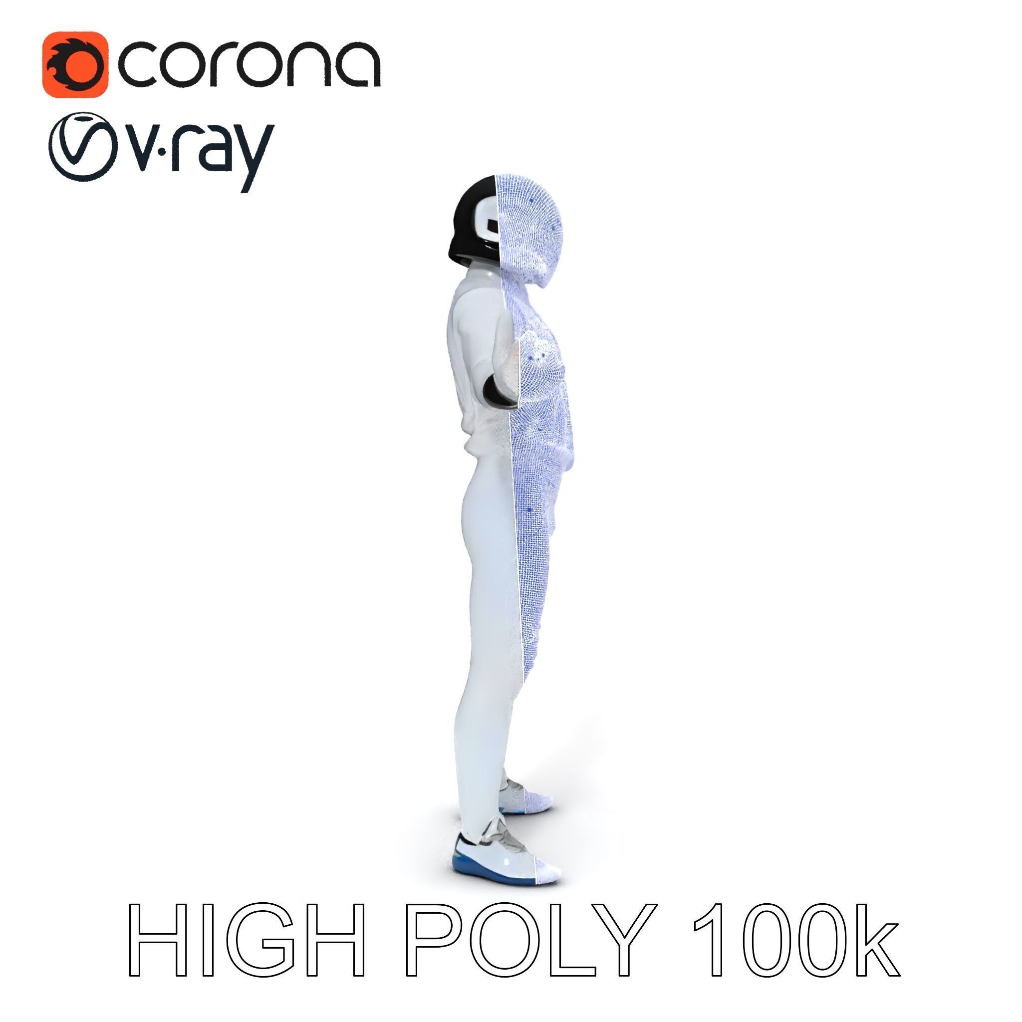 Futuristic Fencer  Detailed D Character Model with PBR Textures Low-poly 3D model_11